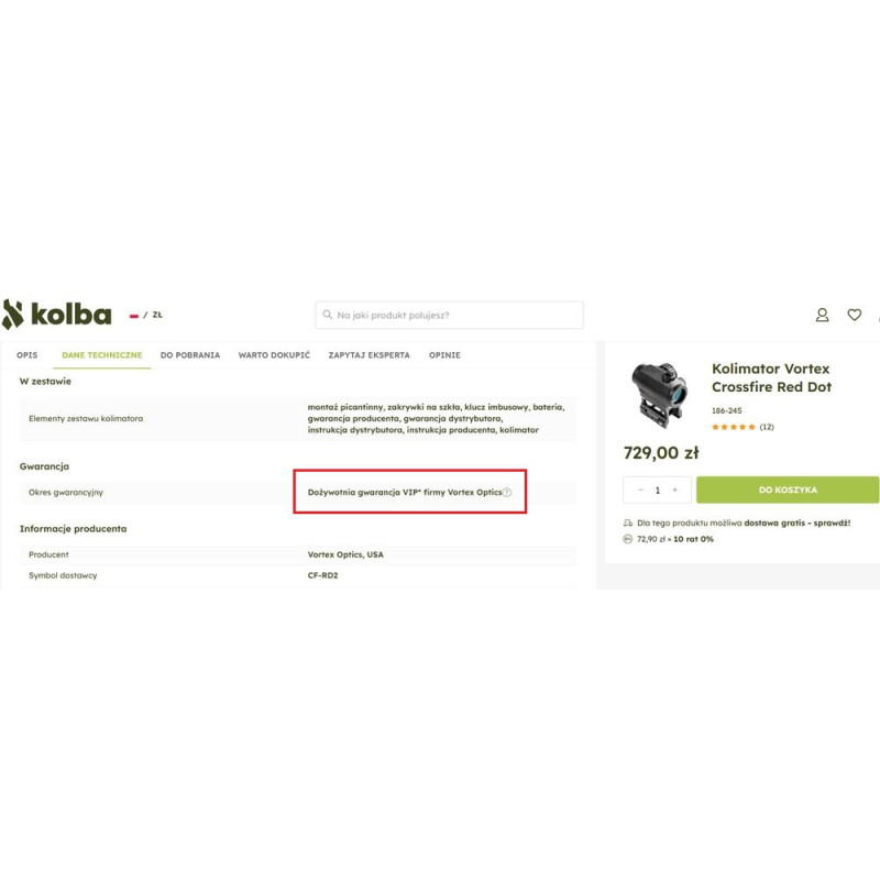 VORTEX Kolimator CROSSFIRE RED DOT       (CF-RD2)