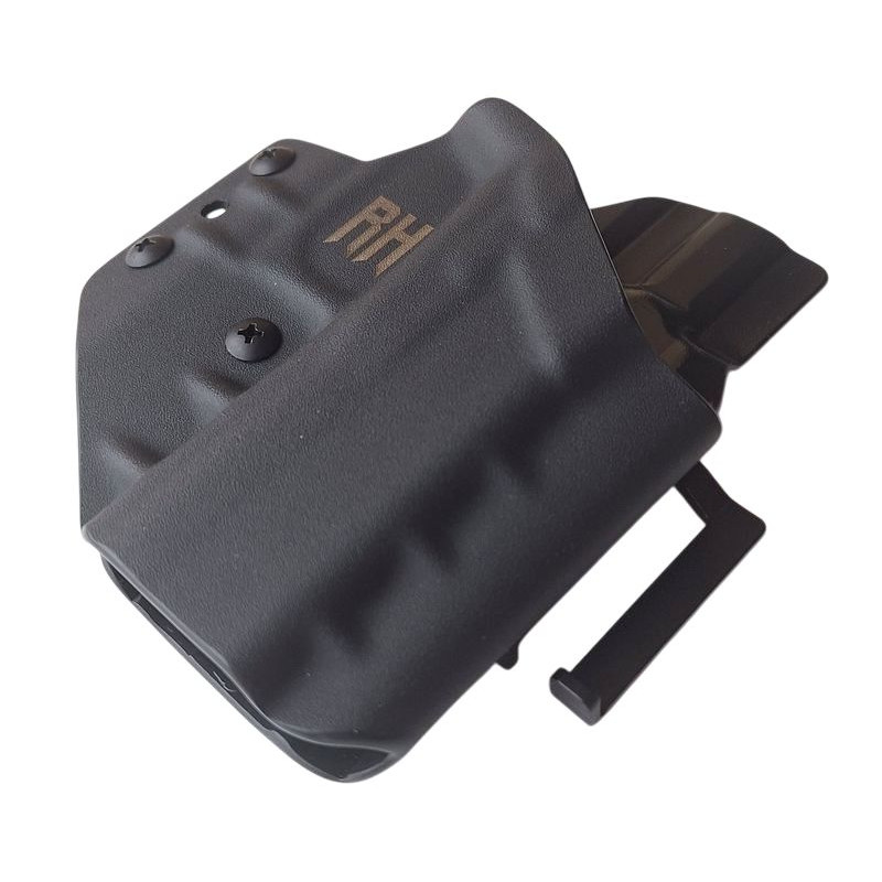 RH HOLSTERS Kabura OWB Frogy GLOCK       G43/X/rail also for 48 / right - 1/2 sweatguard / speedloops 40 mm / black KYDEX