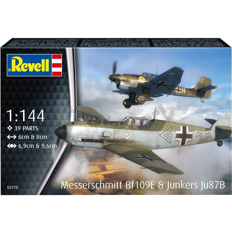 Revell Starter Kit Messerschmitt Bf109E & Ju87B Stuka 1:144 - Modellbausatz Für Anfänger