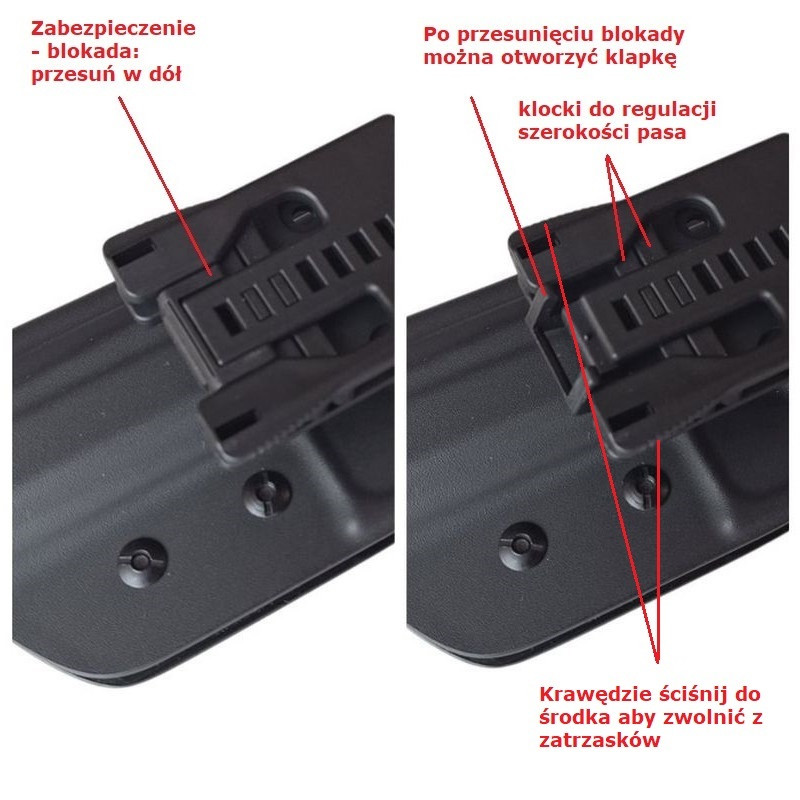 RH HOLSTERS Kabura OWB Sport CZ P-09 F   NOCTURNE / right - Tek-lok / 2 mm / black KYDEX