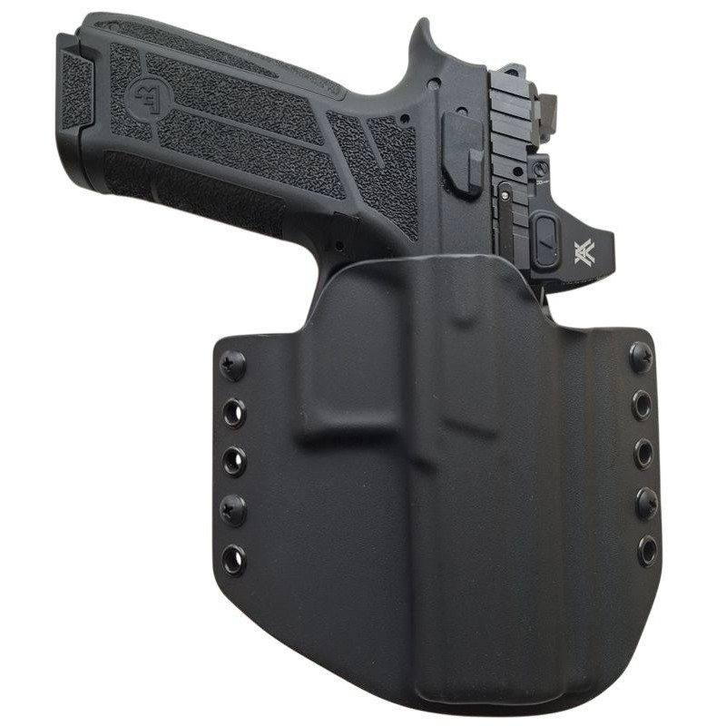 RH HOLSTERS Kabura OWB Classics CZ P-09  F NOCTURNE / right - without sweatguard / steel loops 40 mm / black KYDEX