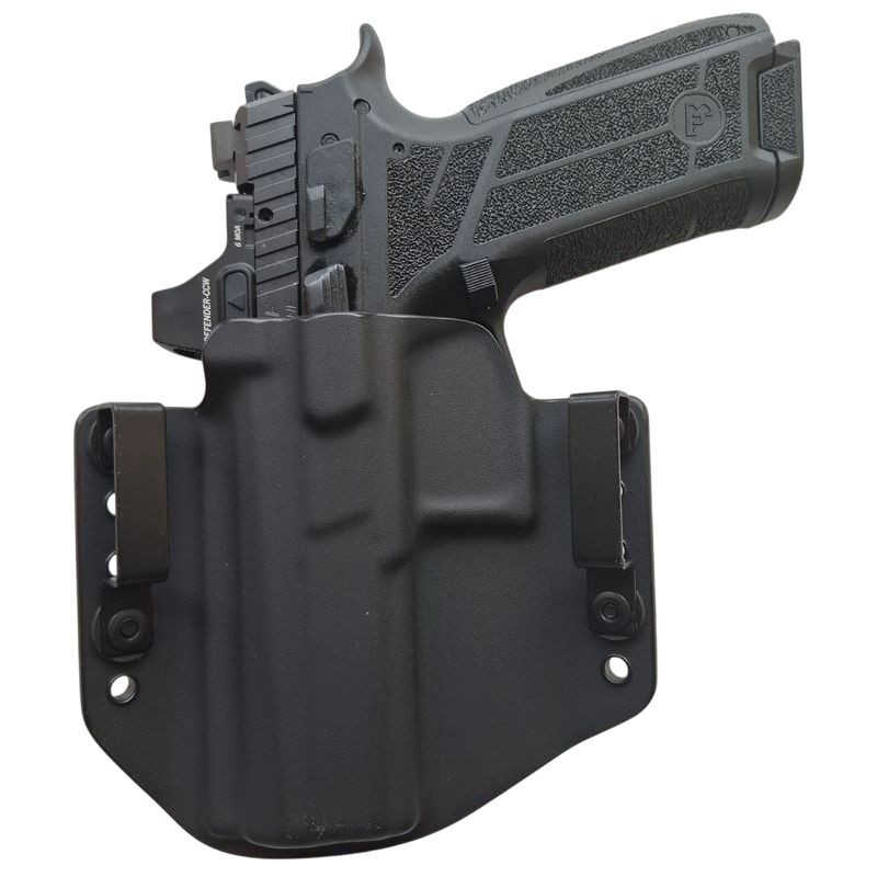 RH HOLSTERS Kabura OWB Classics CZ P-09  F NOCTURNE / right - without sweatguard / steel loops 40 mm / black KYDEX