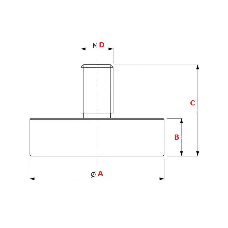 MAGNES NEODYMOWY WALEC 10* 4,5 mm /      z gwintem M4 - zewnętrzny