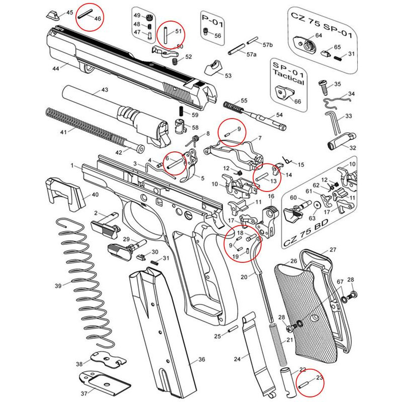 EEMANN TECH CZ Zestaw kołkow do CZ       75..., Shadow..., SP-01... (130062)