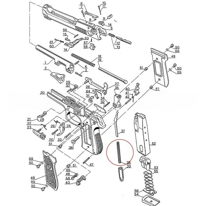 EEMANN TECH BERETTA Sprężyna główna do   Beretta 92/96/98 / Siła: 12 lbs (241032)