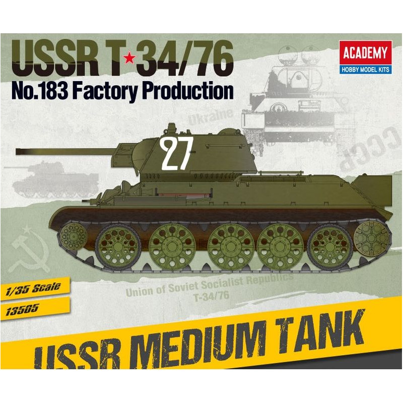 ACADEMY 1/35 T-34/76 č. 183 tovární výroba (13505)