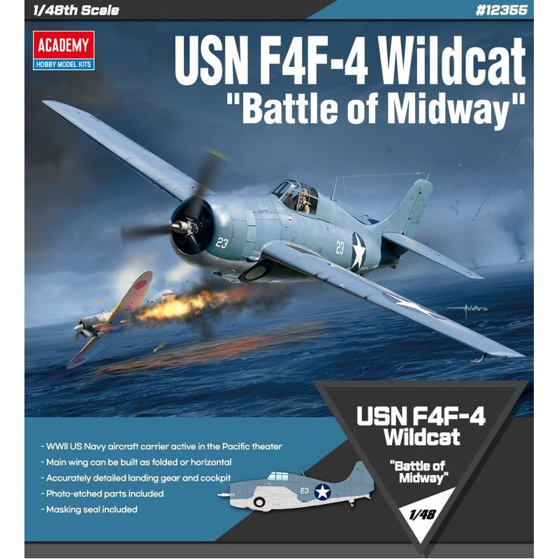 ACADEMY 1/48 USN F4F-4 Wildcat Battle of Midway (12355)