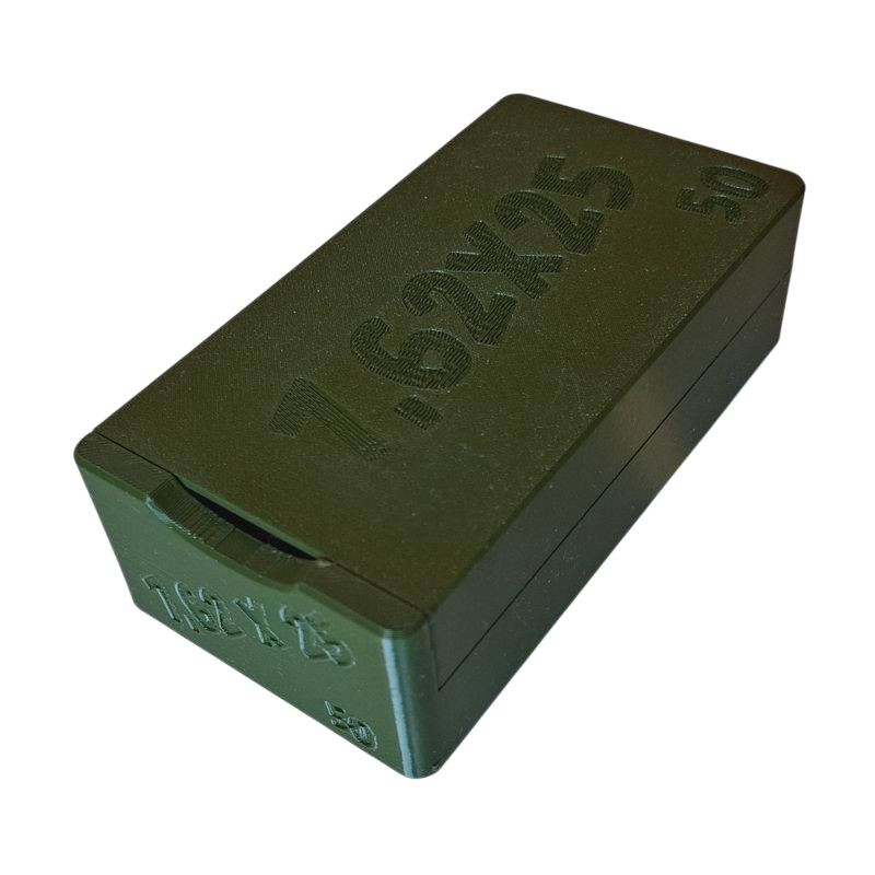 BULLETMAG PUDEŁKO NA AMUNICJĘ 7,62x25    TOKAREV / 50 - zielony / przesuwna pokrywka