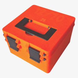 BULLETMAG AMMUNITION CASE for 12/70 rifle (with handle) - orange / clasp lid