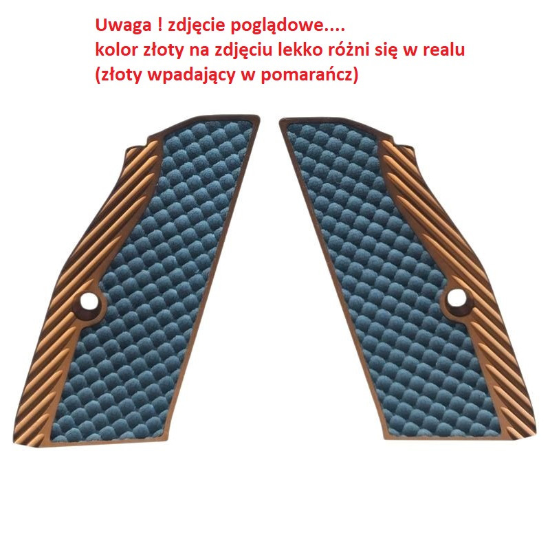 LOK GRIPS Okładziny do CZ Shadow 2 /     krótkie (THIN SHORT CUT) czarne ze złotym wykończeniem