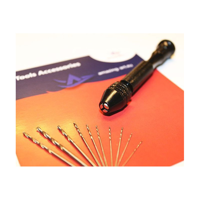AMAZING ART Mini Hand Drill + 10 Drill Bits 0.5–2 mm (14019)
