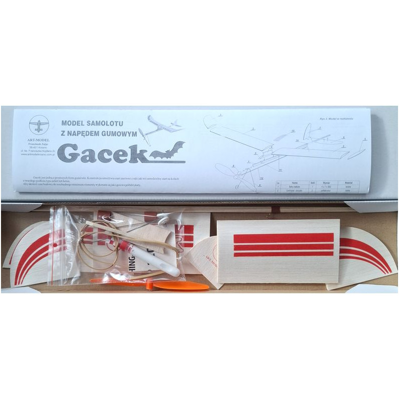 SZYBOWIEC GACEK z napędem gumowym ( ART  - MODEL )