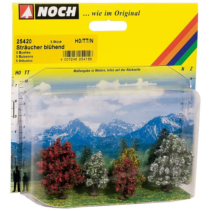 NOCH 25420 Bushes / Krzewy z kwiatami    3/4 cm / zestaw 5 sztuk