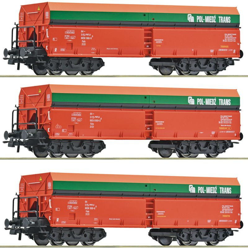 ROCO 6600218 WAGON TOWAROWY PMT          POL-MIEDŹ TRANS ep.VI ( zestaw 3 wagony )