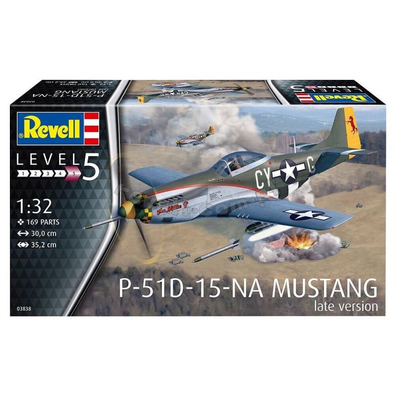 REVELL 1/32 P-51D - 15 ON MUSTANG LATE VERSION (03838)