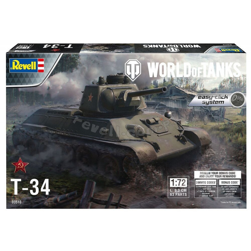 REVELL 1/72 T-34 "WORLD OF TANKS" EASY CLICK SYSTEM (03510)