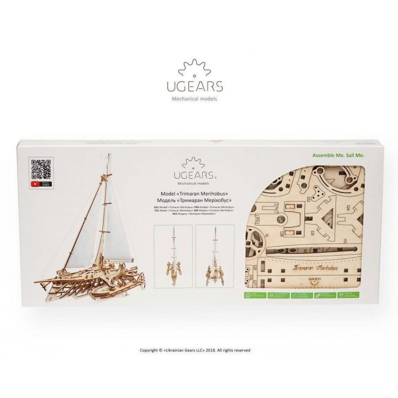 UGEARS TRIMARAN JACHT ŻAGLOWY (70059)    model mechaniczny - WYPRZEDAŻ ! mega cena !