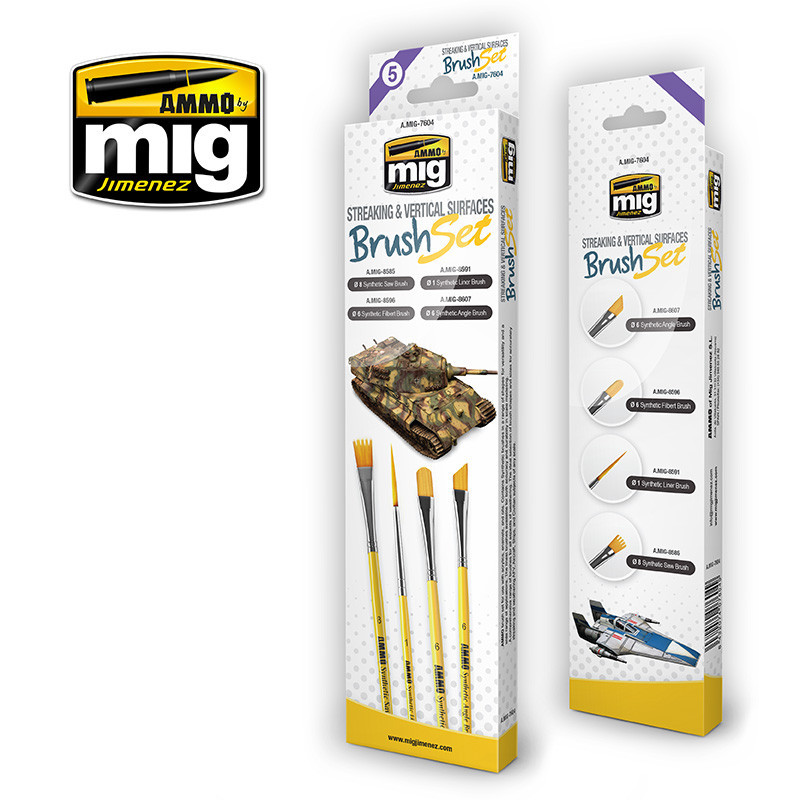 AMMO MIG 7604 STREAKING & VERTICAL BRUSH SET