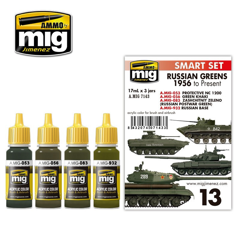 AMMO MIG 7143 RUSSIAN GREENS SET 1956-TO PRESENT