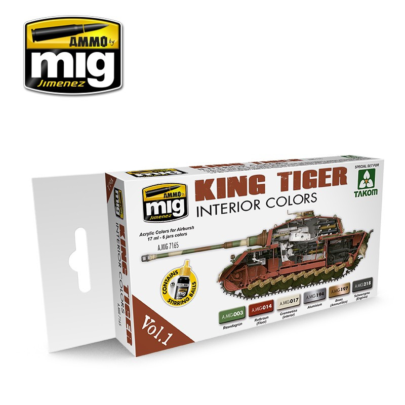 AMMO MIG 7165 KING TIGER INTERIOR COLOR SET (TAKOM) cz.1