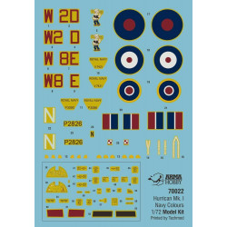 ARMA HOBBY 1/72 HURRICANE Mk I NAVY      COLOURS MODEL KIT (70022)