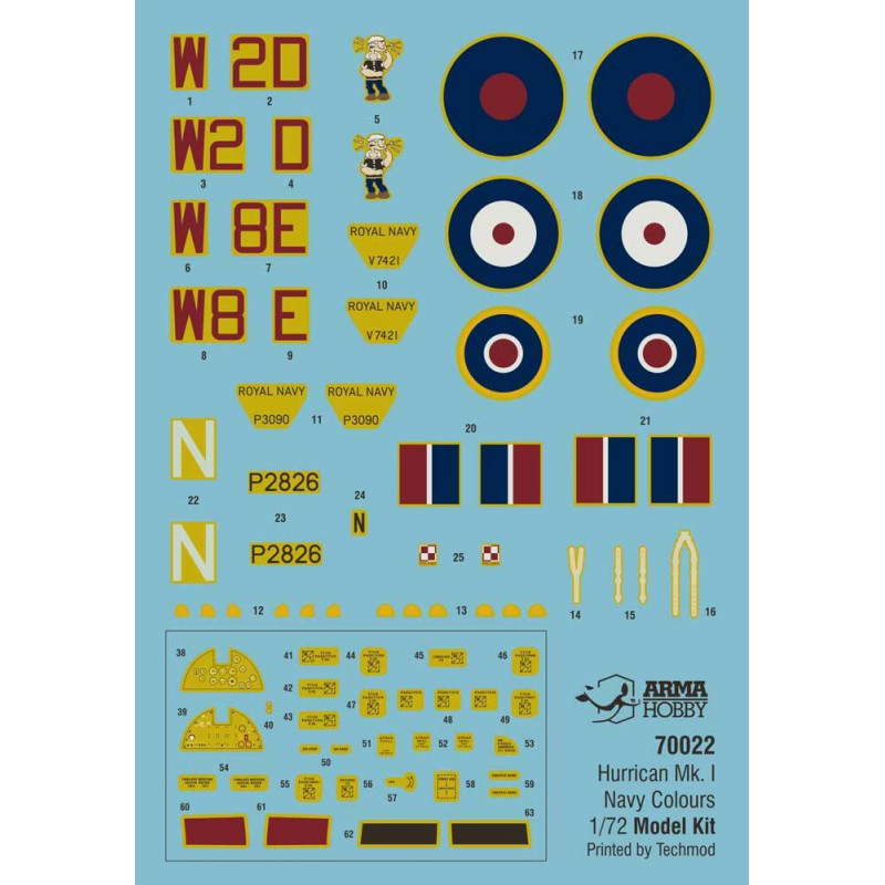 ARMA HOBBY 1/72 HURRICANE Mk I NAVY      COLOURS MODEL KIT (70022)