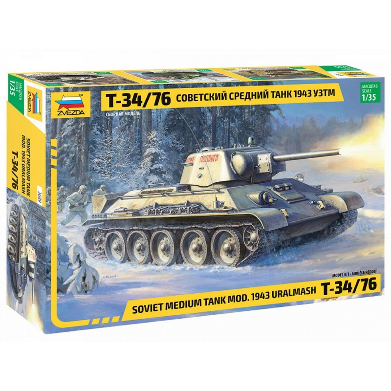 ZVEZDA 1/35 SOVIET MEDIUM TANK T-34/76 1943 UZTM (3689)