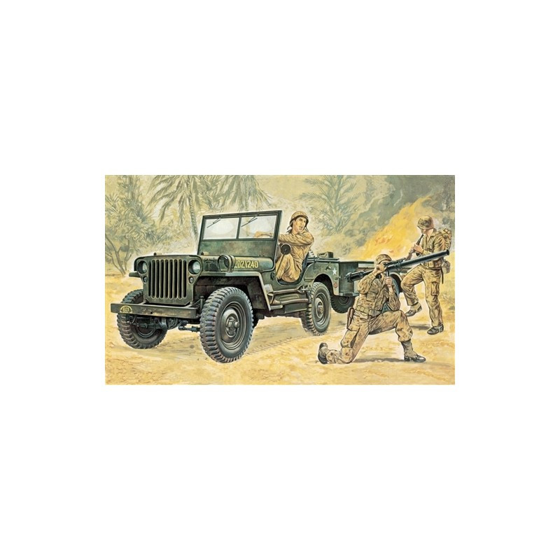 ITALERI 1/35 WILLYS MB JEEP WITH TRAILER (0314)