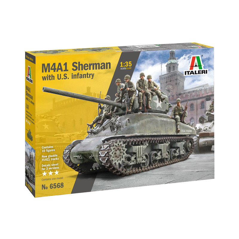 ITALERI 1/35 M4A1 SHERMAN S AMERICKOU PĚCHOTOU (6568)