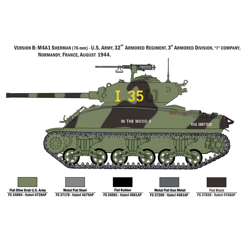 ITALERI 1/35 M4A1 SHERMAN S AMERICKOU PĚCHOTOU (6568)