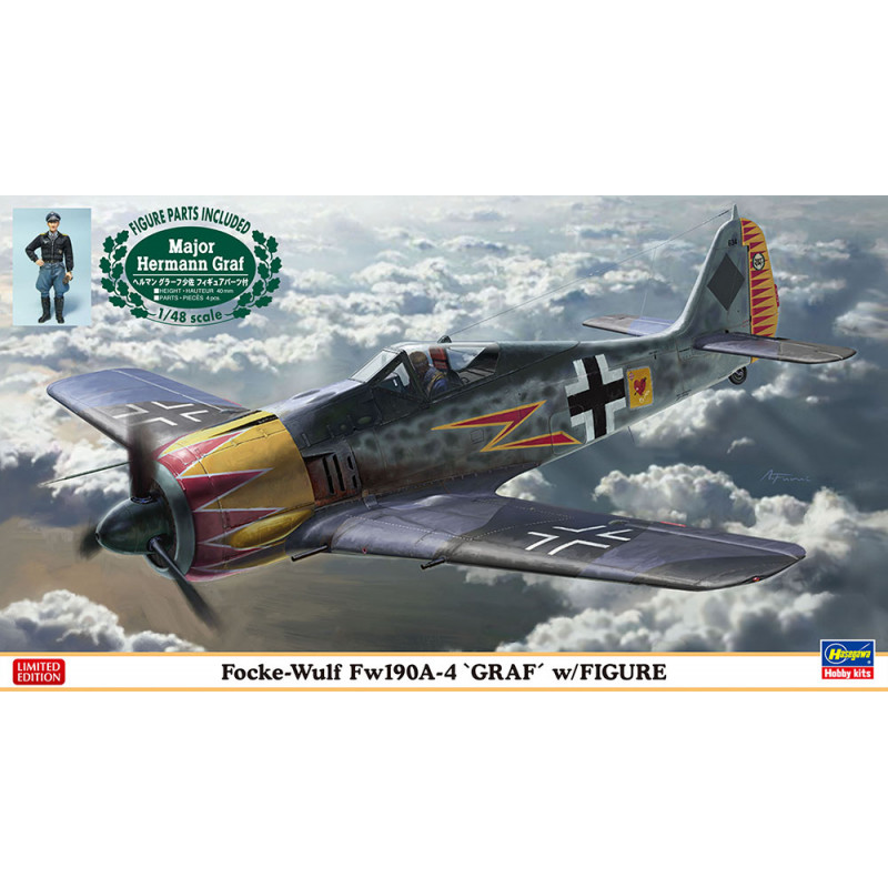 HASEGAWA 1/48 FOCKE WULF FW 190A-4 "GRAF" S FIGURKOU (07492)