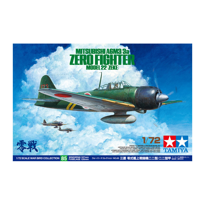 TAMIYA 1/72 MITSUBISHI A6M3/3a ZERO FIGHTER MODEL 22 (ZEKE) (60785)